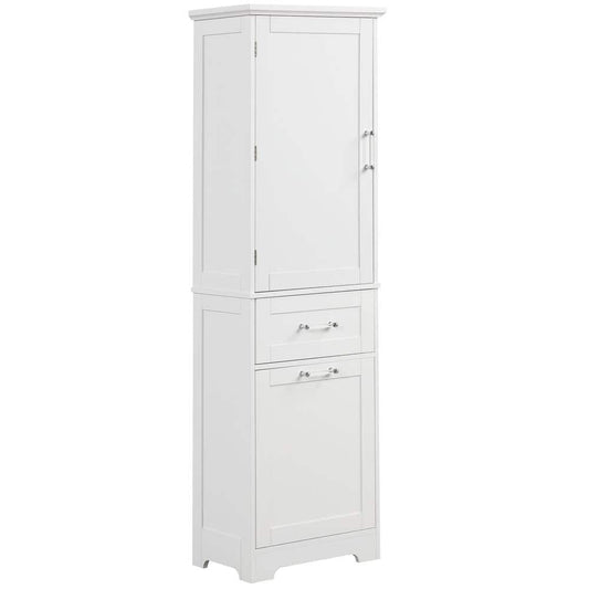  13.50 In. Wx 20.00 In. Dx 68.4 In. Hx White MDF Freestanding Linen Cabinet