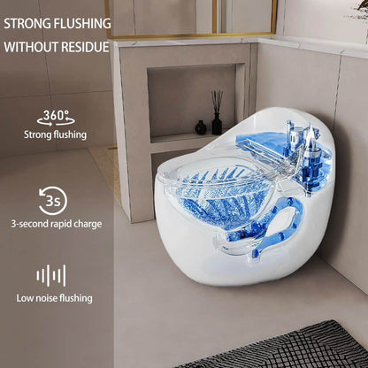  1-Piece 1.28 GPF Single Flush Egg Shape Toilet In Glossy White