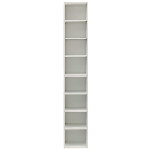  8-Tier Media Tower Rack – Slim CD/DVD Storage Cabinet With Adjustable Shelves In White