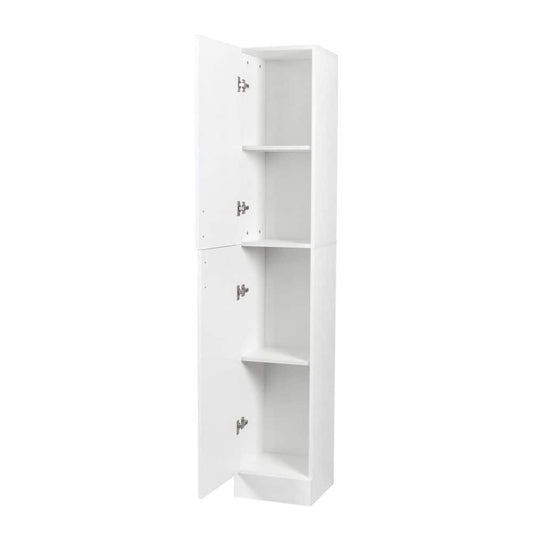  Freestanding Cabinet With Inadjustable Shelves And 2-Doors For Kitchen, Dining Room, White
