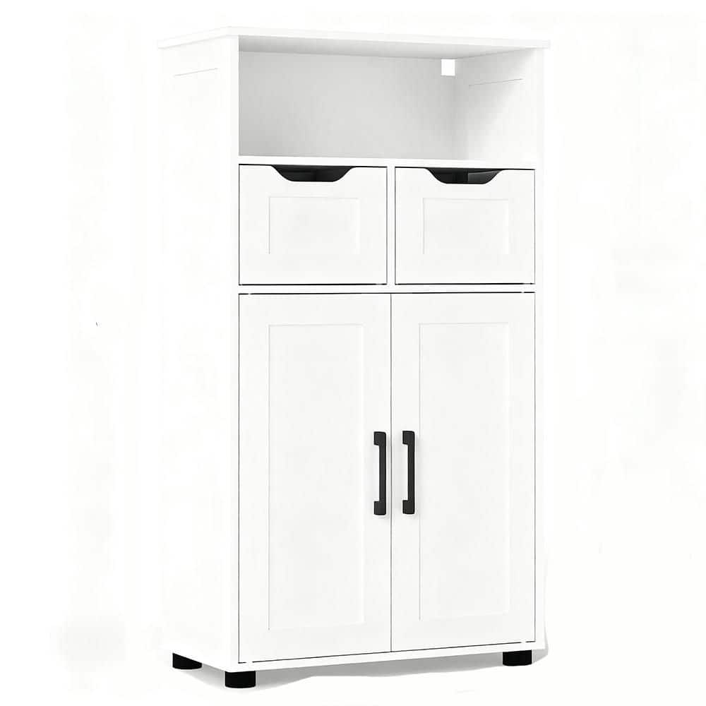  Farmhouse Storage Cabinet – Double Doors And Adjustable Shelves InWhite