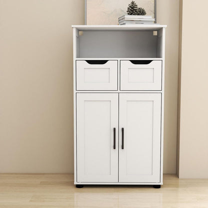  Farmhouse Storage Cabinet – Double Doors And Adjustable Shelves InWhite