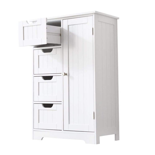  Small Bathrooom Storage Cabinet, Freestanding Storage Cabinet EntryWay Cabinet Home Storage For Living Room In White
