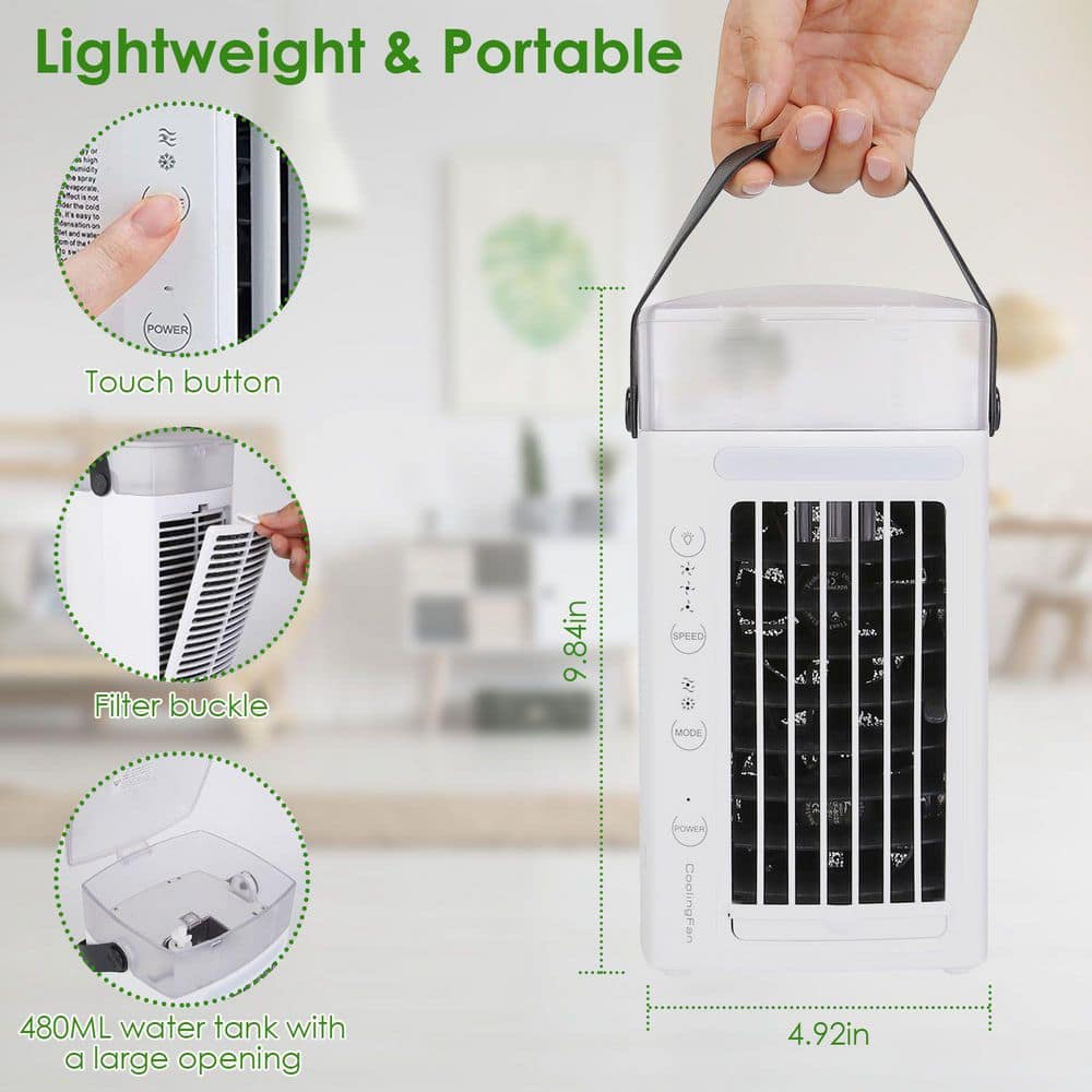  4 In 3 Speed Settings Portable Air Conditioner Fan Evaporative Air Cooler Water Fan