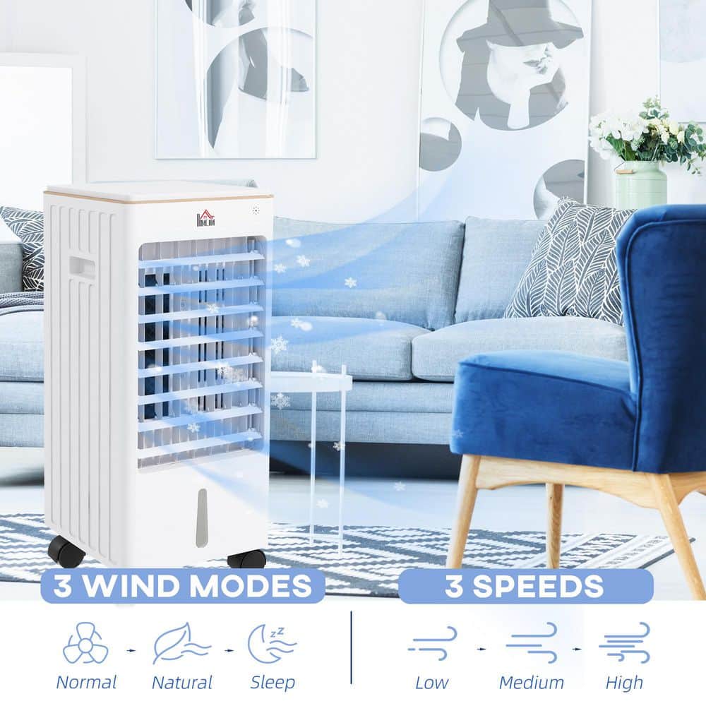  200 CFM 21 In. Evaporative Air Cooler 3-in-1 Ice Cooling With Ice Packs, 60° Oscillation, 7. 5H Timer And Remote-White