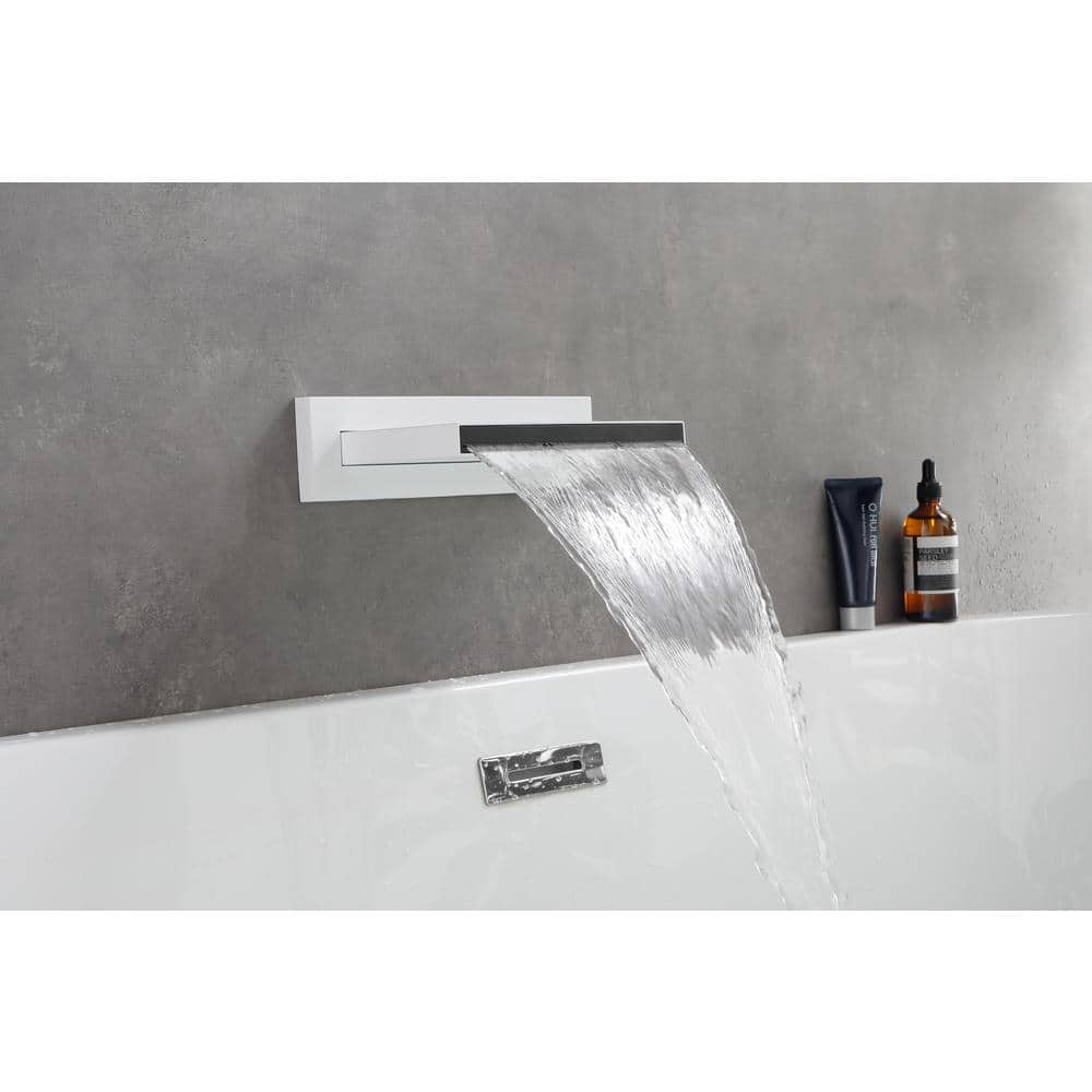  Single-Handle Wall Mount Waterfall Roman Tub Faucet Without Hand Shower In. White